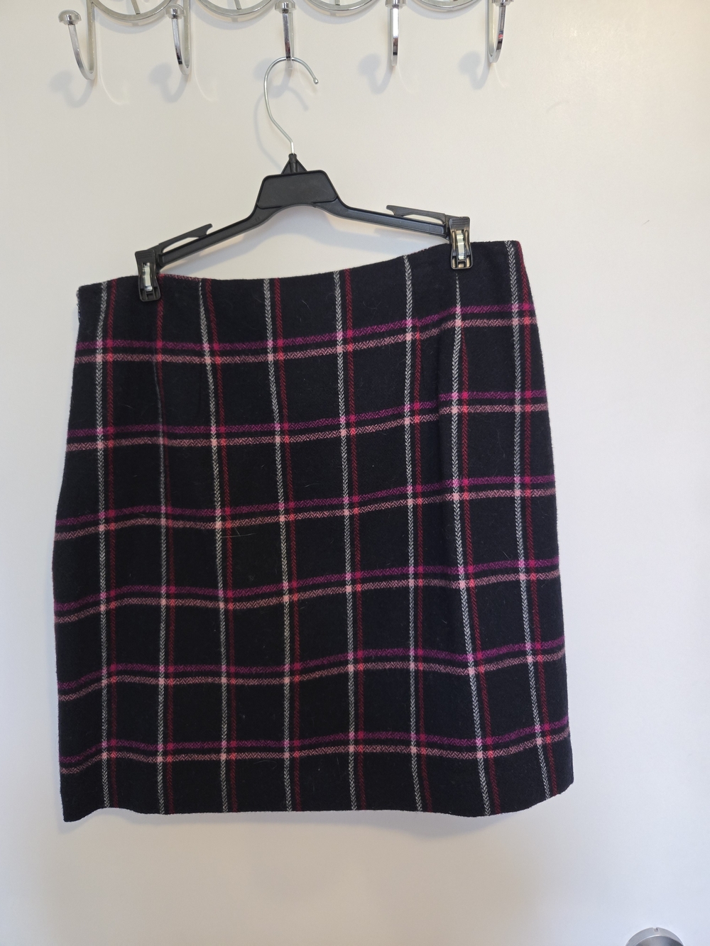 Talbots Black Mini Skirt with Pink Plaid